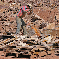 Miner at work on at a quarry on public land in Idaho in 2004. Efforts to update and reform hard rock mining law have been perennial in recent decades, with only a few minor successes.