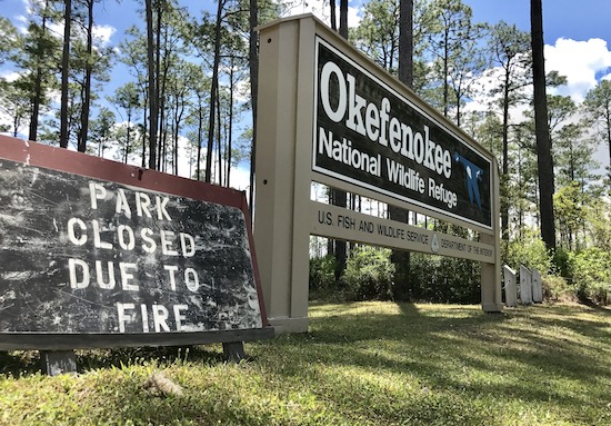 Okefenokee National Wildlife Refuge in George closed on April 25 due to the West Mims fire. Photo: Mark Davis, USFWS