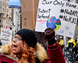 Protester at an anti-pipeline rally in Philadelphia on Feb. 14, 2017.