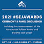 Webinar graphic for 2021 #SEJAwards Ceremony and Panel Discussion